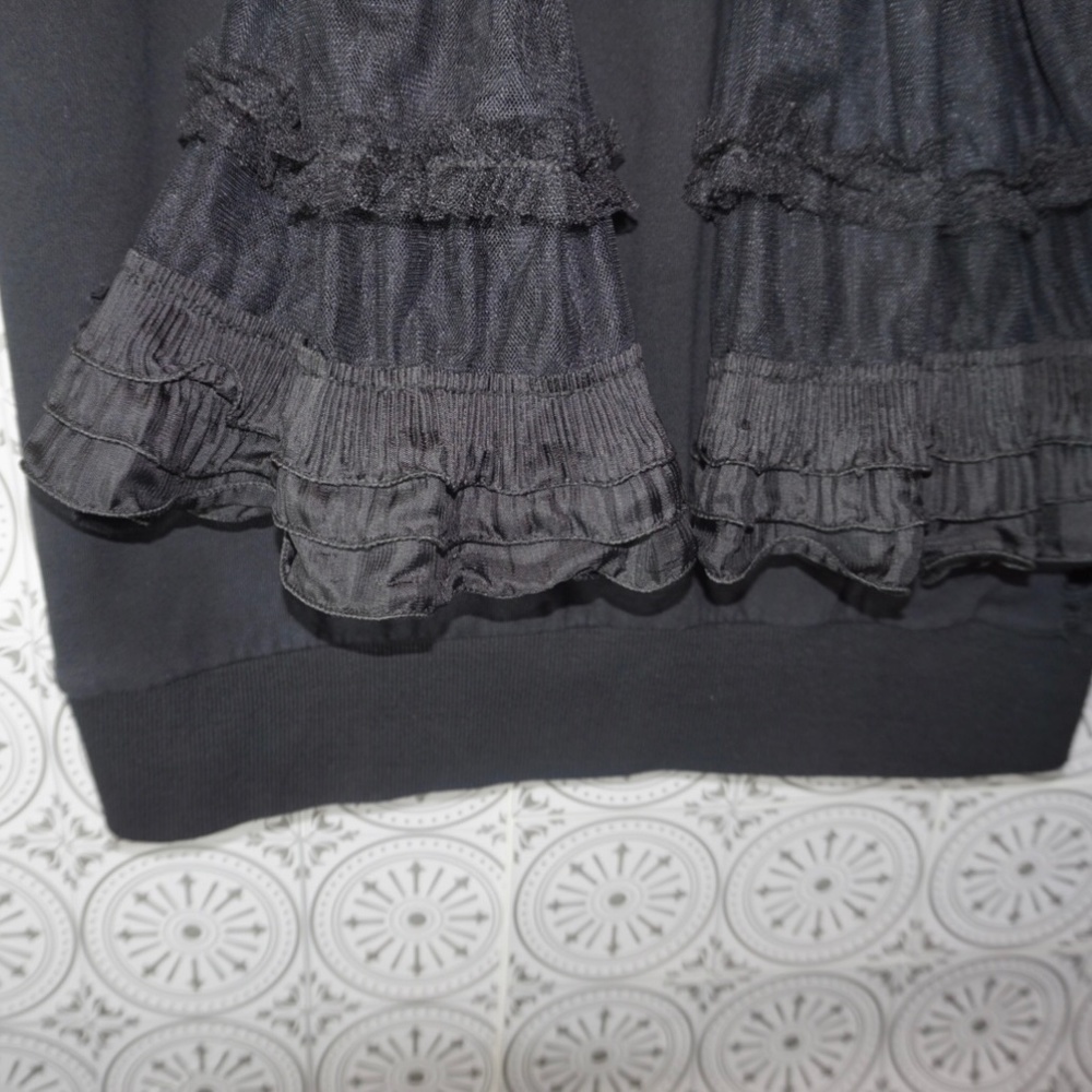 Seek The Label, Distressed Sweatshirt with Sheer Bell Sleeves - Picture 5 of 7